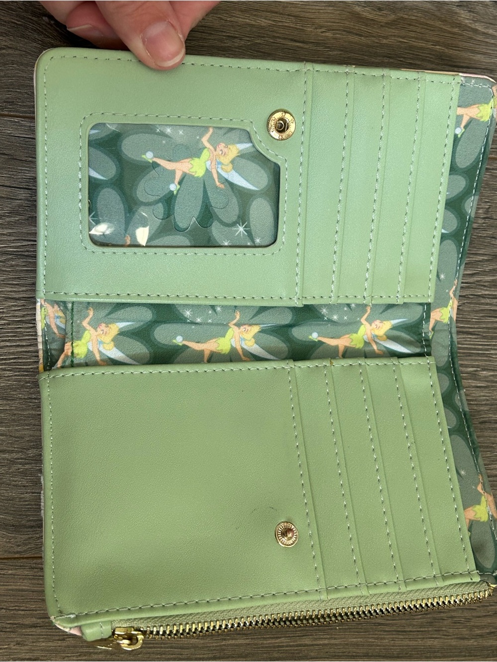 Loungefly Disney Tinker Bell Floral Zip Wallet in Cream, Pink, Green, Yellow - Picture 5 of 9